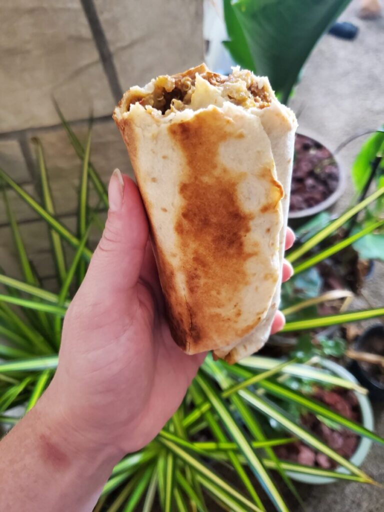 Burrito w/ Sweet Potato Quinoa & Muhammara Dip