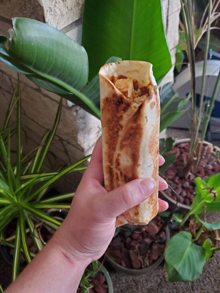 Burrito w/ Fried Tofu & Sweet Potato Quinoa