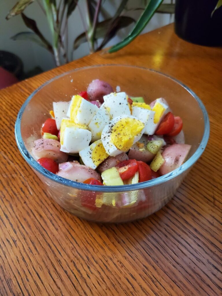 Mayonnaise-Free Potato Salad w/ Garden Vegetables