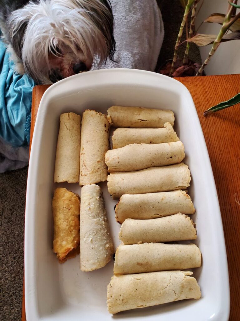 Homemade Enchiladas w/ Rice, Black Beans, & Red Chilis