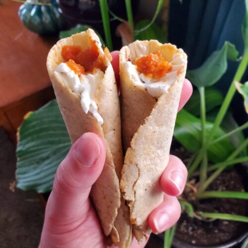 Burritos w/ Homemade Tortillas, Black Beans, Rice, and Enchilada Sauce