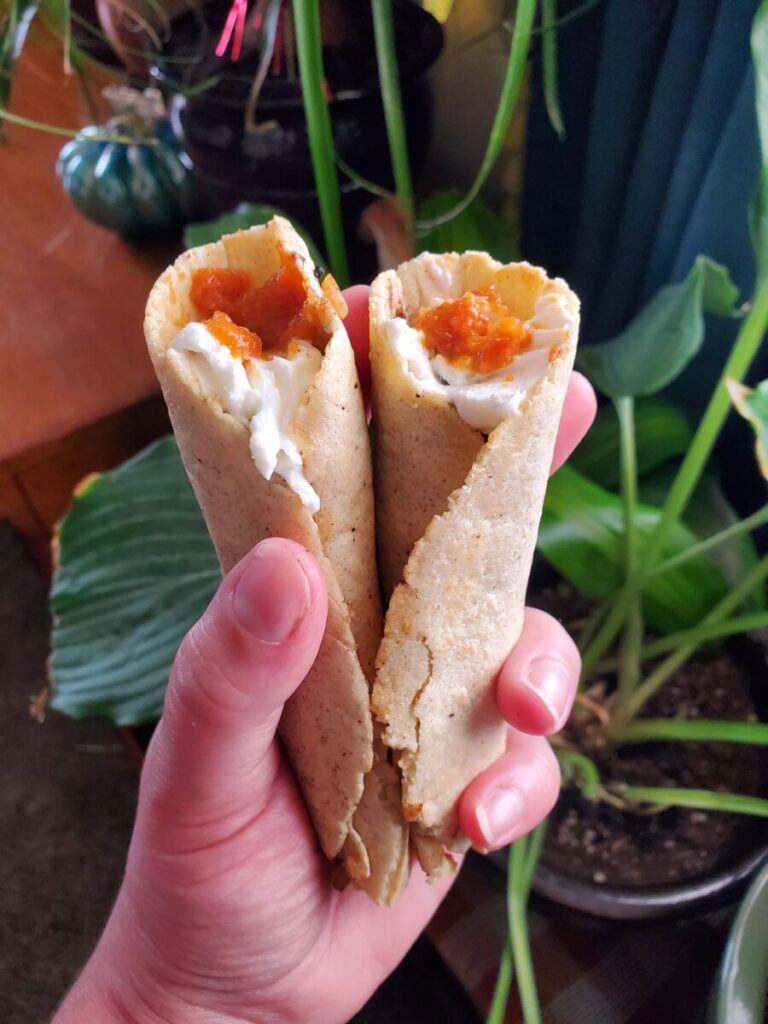 Burritos w/ Homemade Tortillas, Black Beans, Rice, and Enchilada Sauce