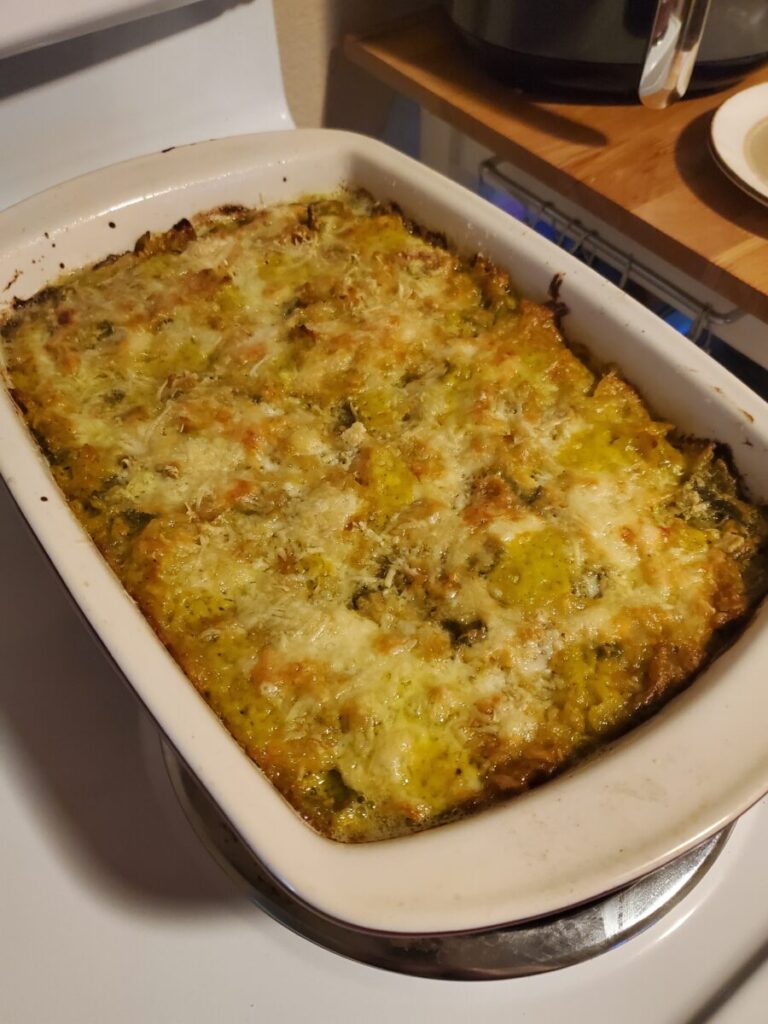 Macaroni and Cheese w/ Spinach & Squash Salsa Verde