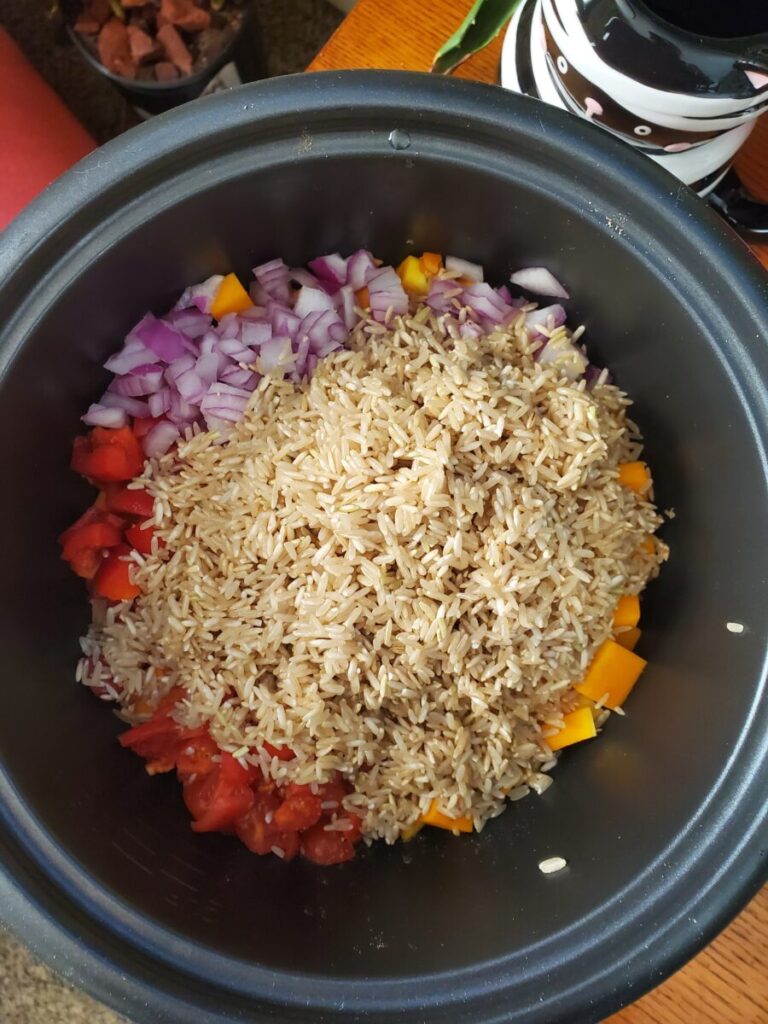 Brown Rice w/ Squash, Bell Peppers, & Habaneros