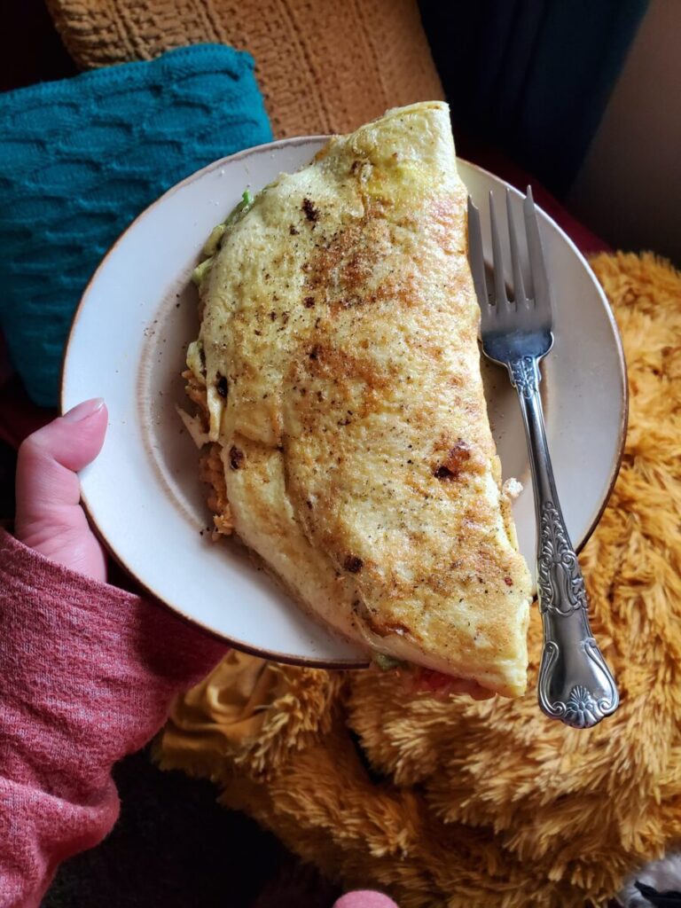 Omelette w/ Squash, Brown Rice & Avocados