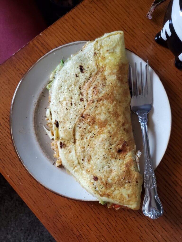 Omelette w/ Squash, Brown Rice & Avocados