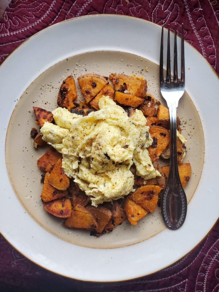 Scrambled Eggs w/ Sweet Potatoes