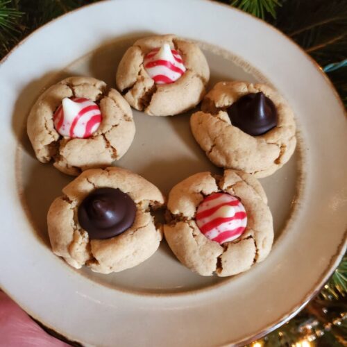 Peanut Butter Blossoms w/ Peppermint Kisses