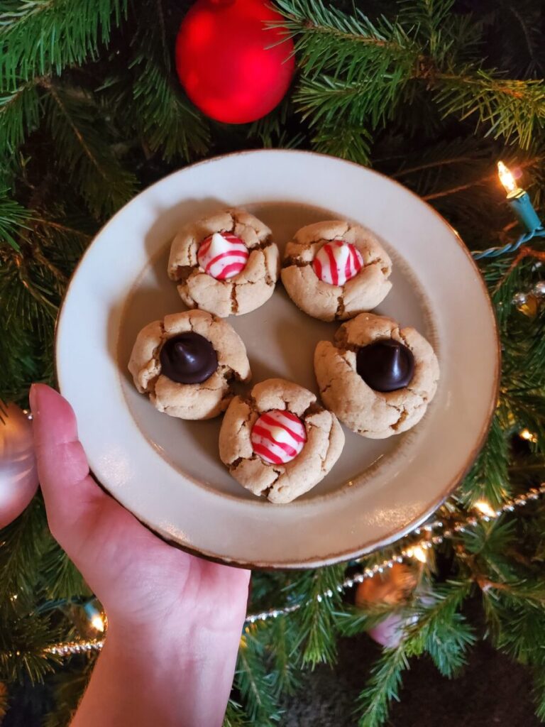 Peanut Butter Blossoms w/ Peppermint Kisses