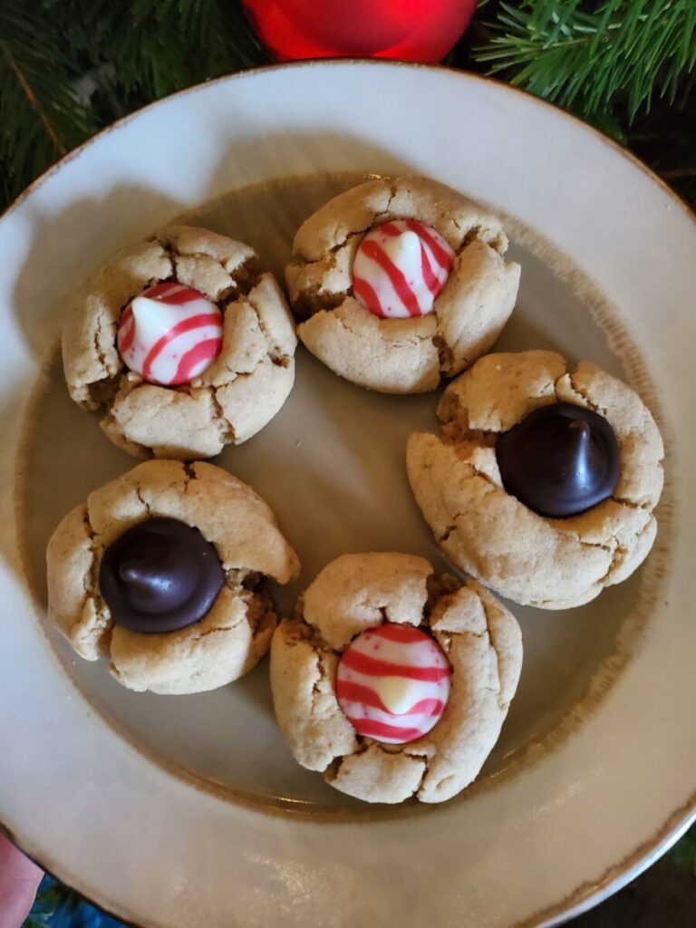 Peanut Butter Blossoms w/ Peppermint Kisses