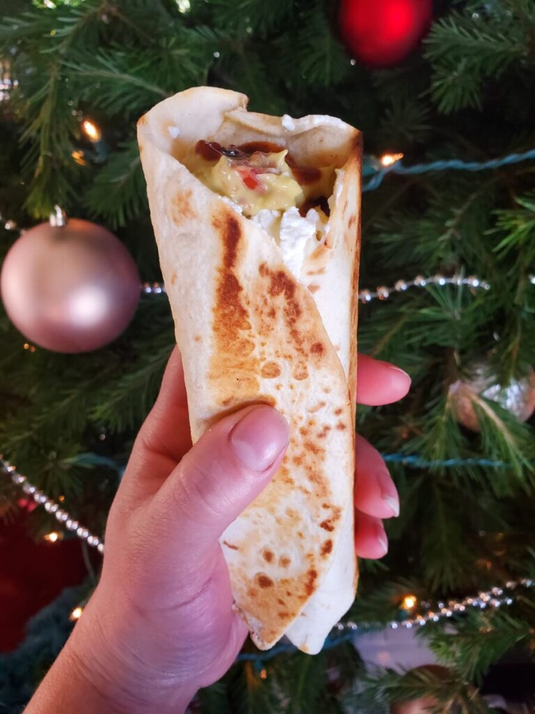 Christmas Leftover Burrito w/ Pumpkin Rice & Mashed Potatoes