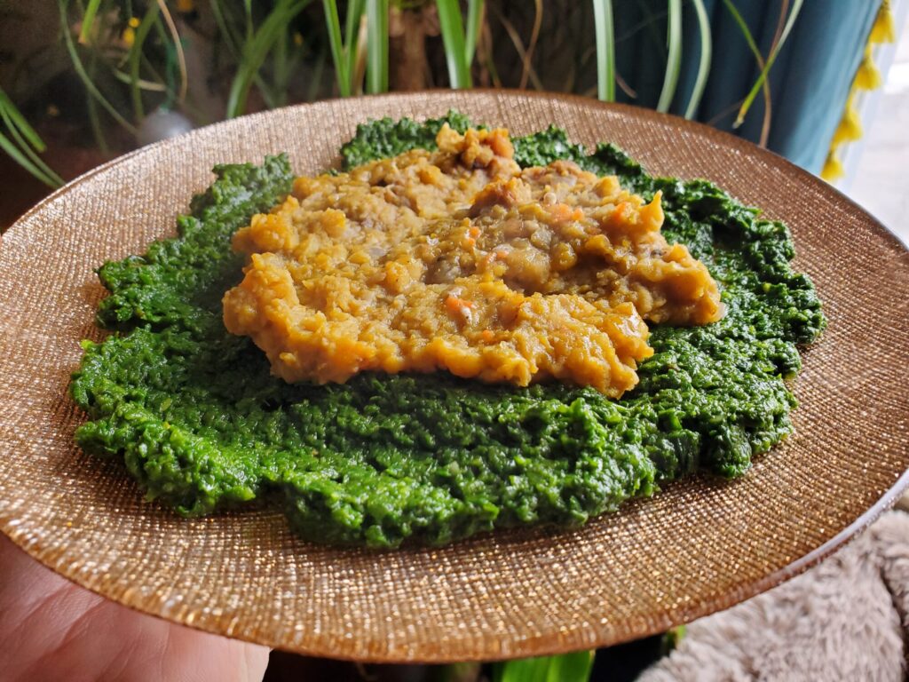 Salad w/ Ethiopian Lentils & Sautéed Spinach