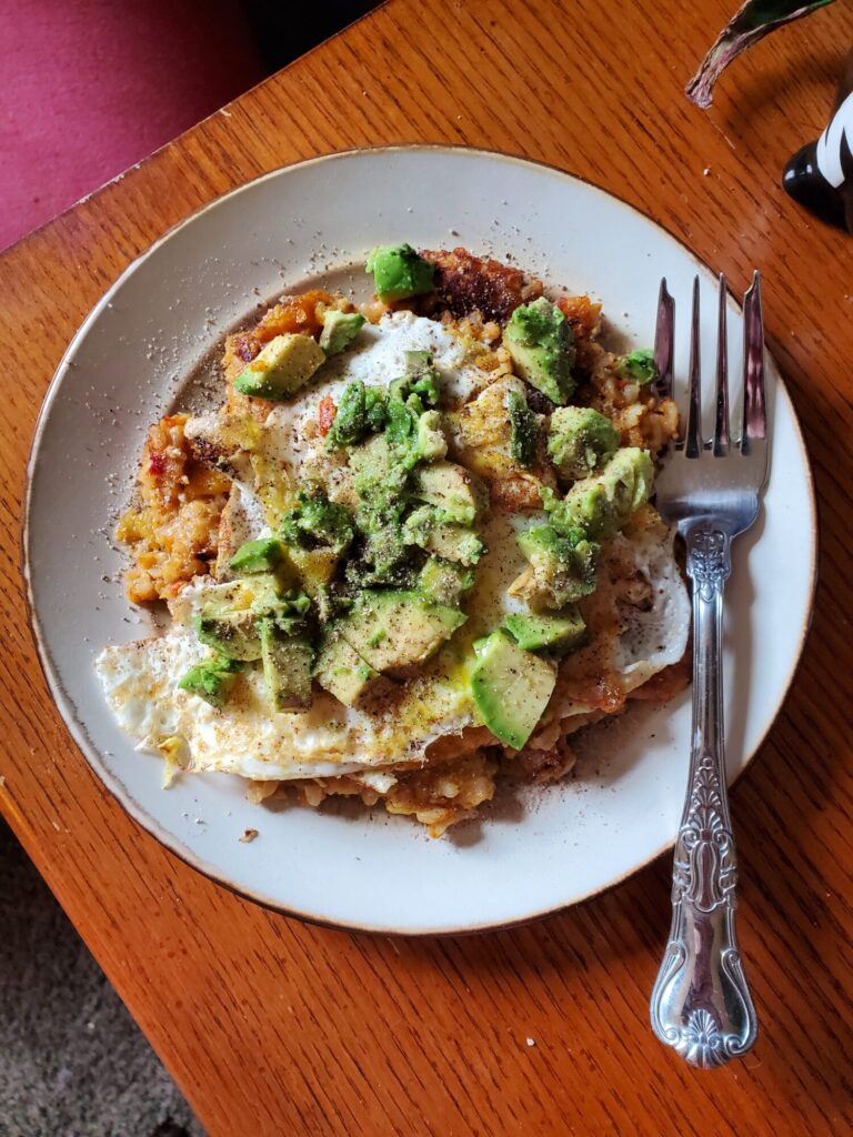 Fried Eggs w/ Squash, Brown Rice & Avocados