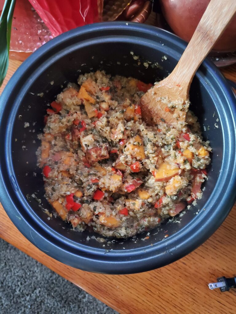 Quinoa w/ Sweet Potatoes, Spinach, & Ginger