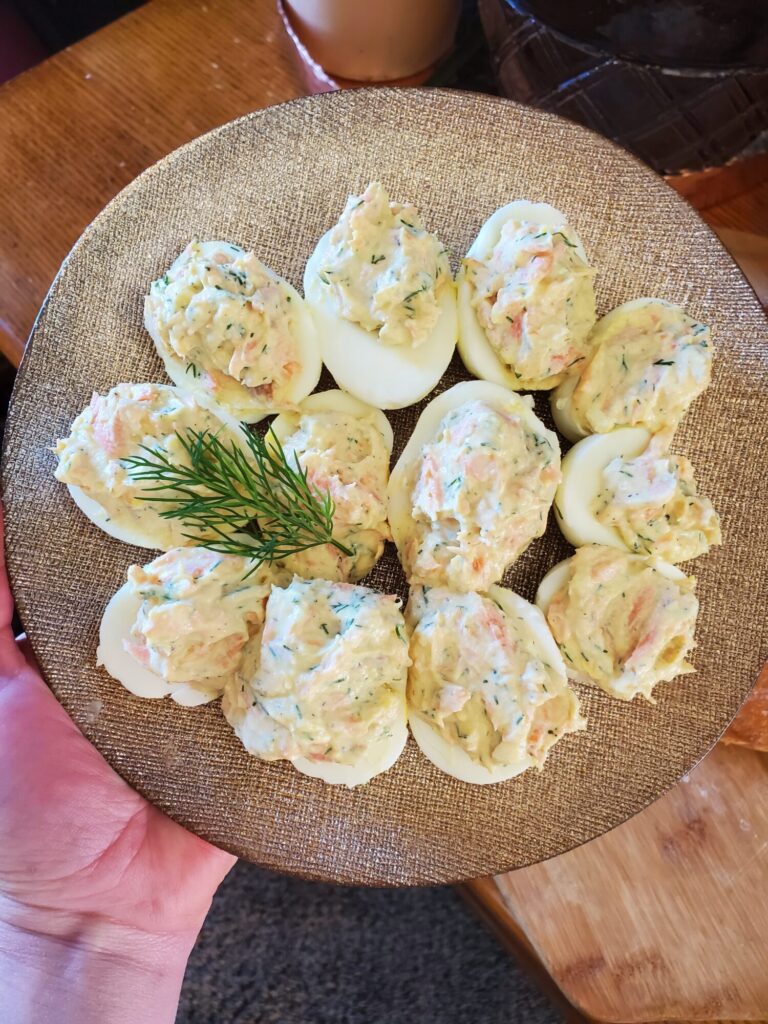 Mayonnaise-Free Deviled Eggs w/ Salmon & Dill