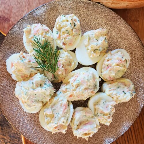 Mayonnaise-Free Deviled Eggs w/ Salmon & Dill