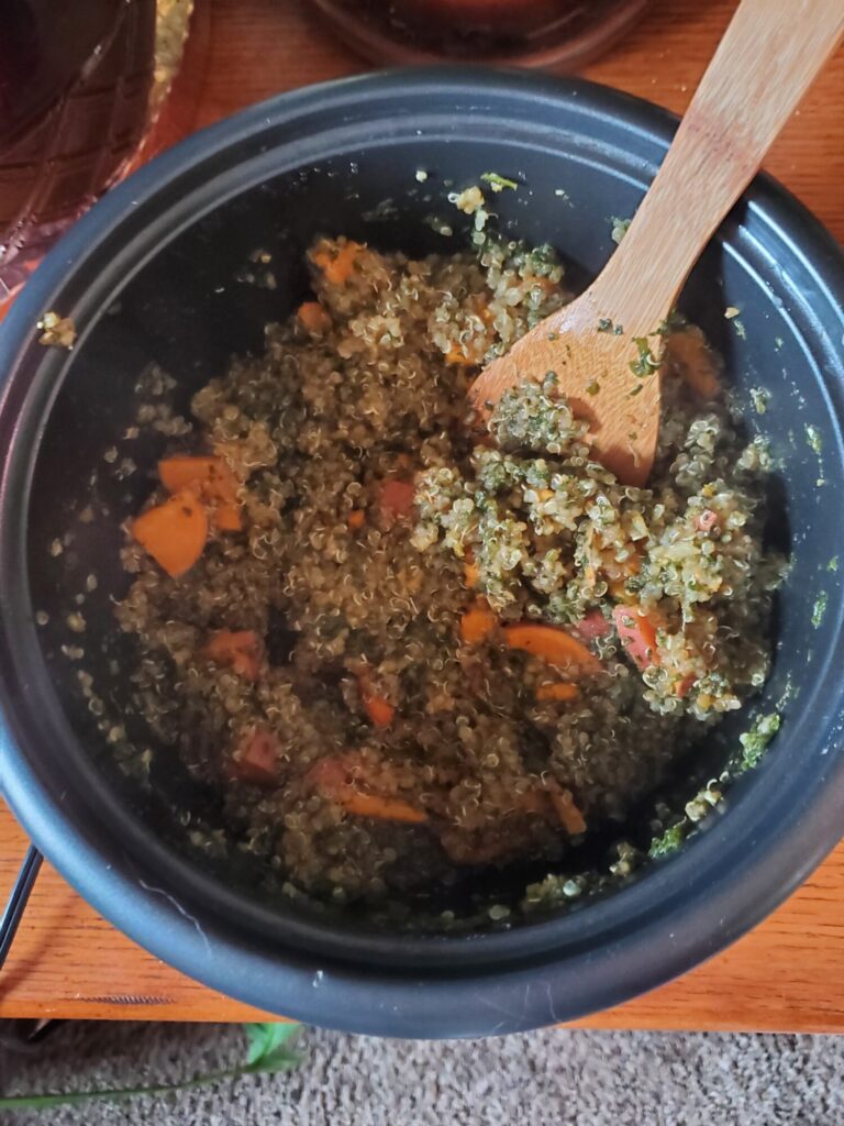 Quinoa w/ Spinach, Ginger & Yams