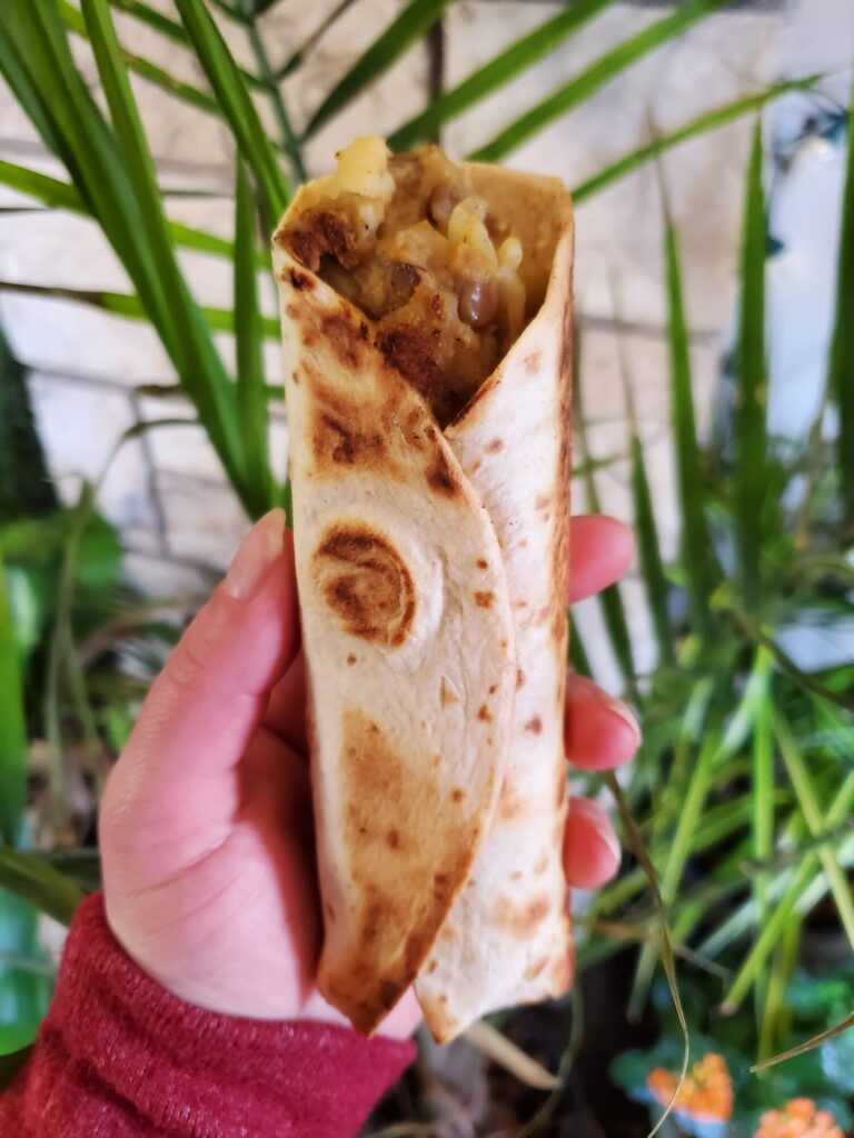 Burrito w/ Brussel Sprout & Tomato Curry