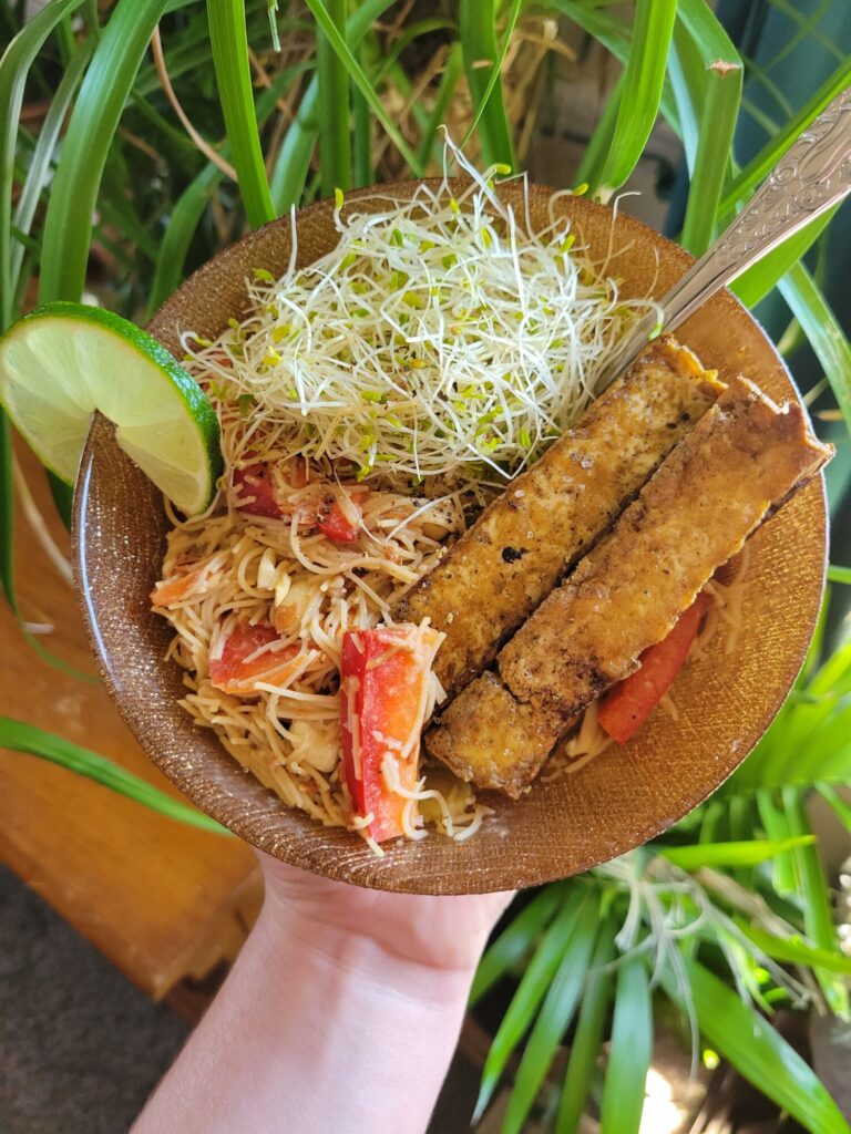 Vermicelli Salad w/ Bell Peppers, Tofu, & Peanuts