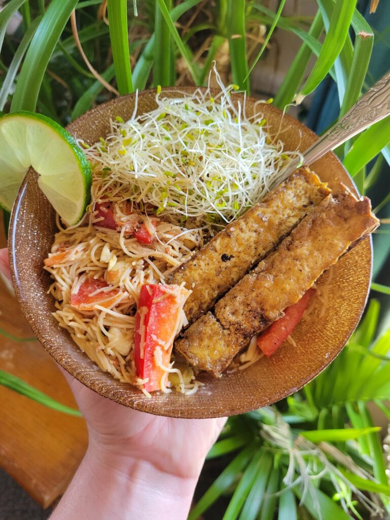 Vermicelli Salad w/ Bell Peppers, Tofu, & Peanuts