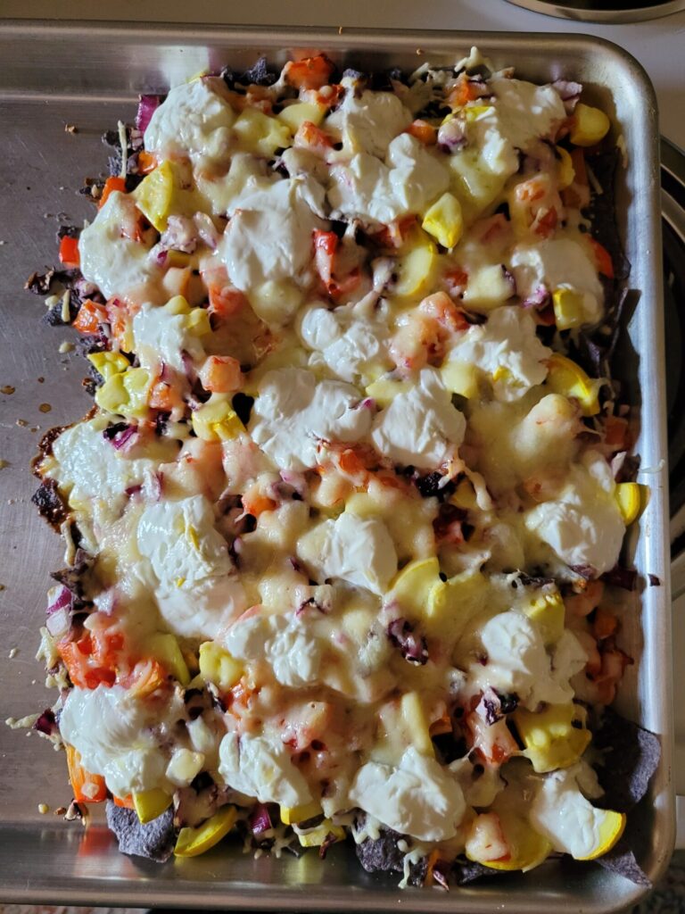 Nachos w/ Yellow Squash, Lettuce, & Avocado