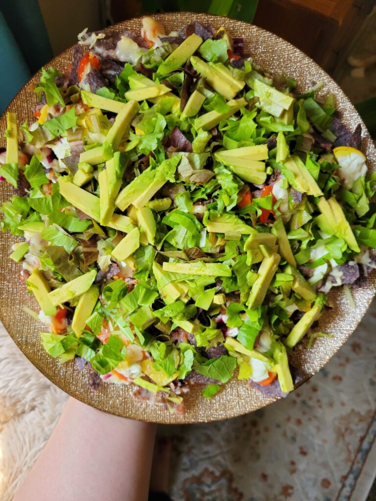 Nachos w/ Yellow Squash, Lettuce, & Avocado