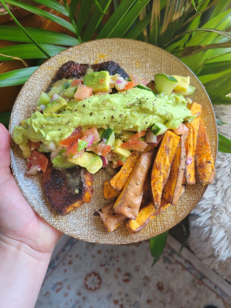 Blackened Tilapia w/ Avocado Salsa & Dip