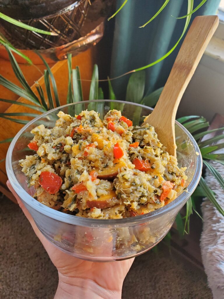 Quinoa w/ Sweet Potatoes, Spinach, & Ginger