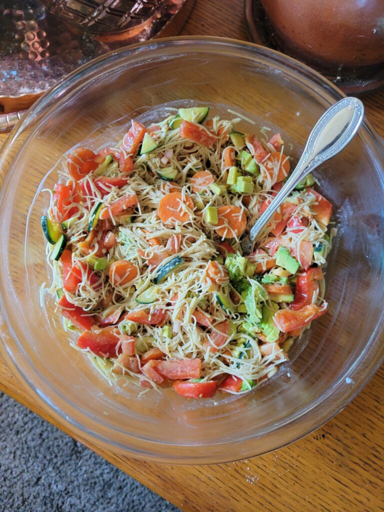 Vermicelli Salad w/ Avocado, Cucumber, & Tomato