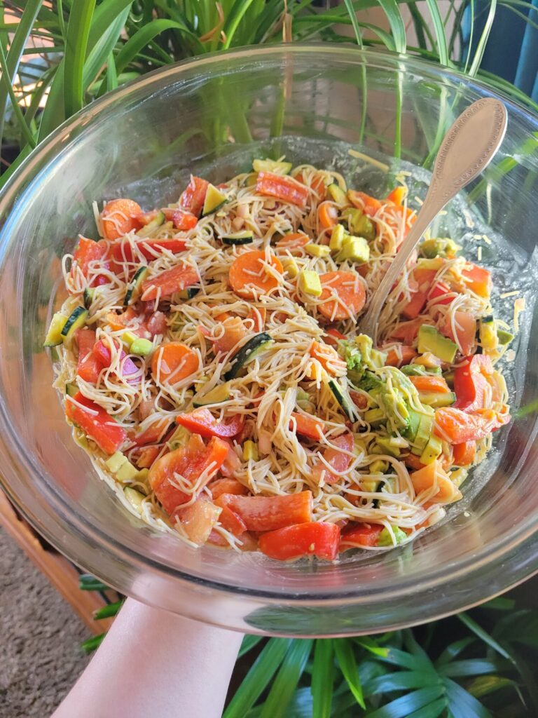 Vermicelli Salad w/ Avocado, Cucumber, & Tomato