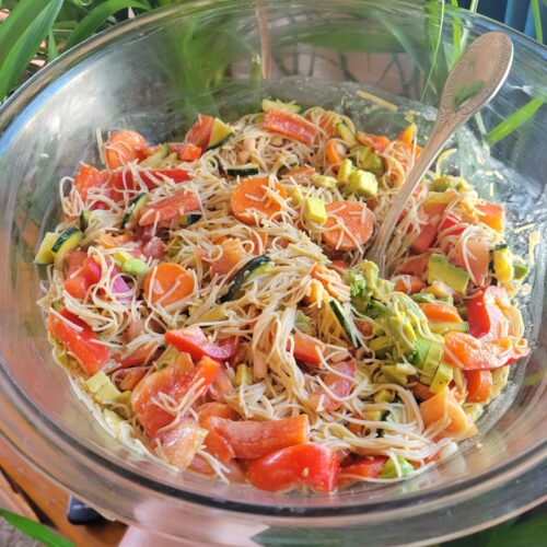 Vermicelli Salad w/ Avocado, Cucumber, & Tomato