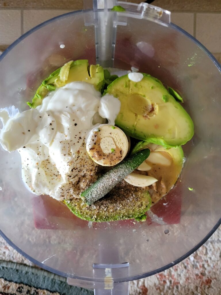 Avocado Dip w/ Greek Yogurt, Tahini, & Serrano