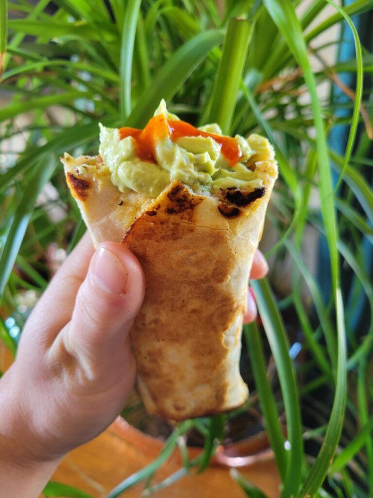 Burrito w/ Vermicelli, Avocado Dip, & Runny Egg