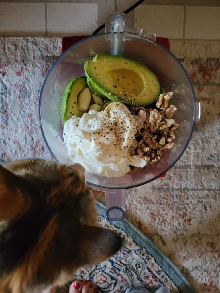 Avocado Dip w/ Greek Yogurt, Walnuts, & Lime