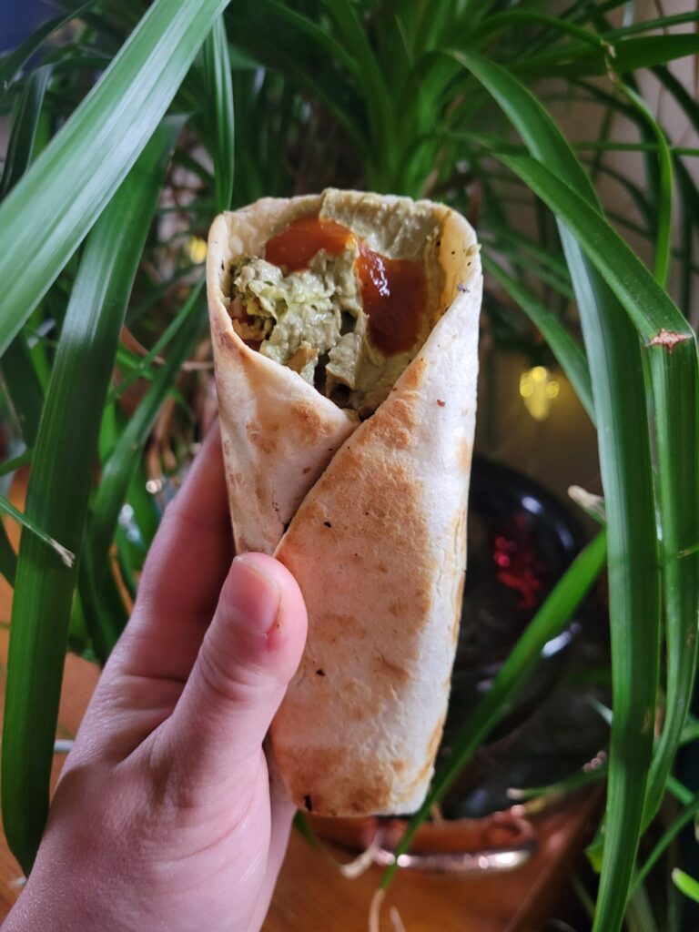 Burrito w/ Spinach Pie & Avocado Dip