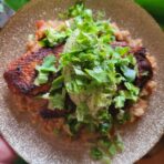 Blackened Tilapia w/ Quinoa, Lettuce & Avocado Dip
