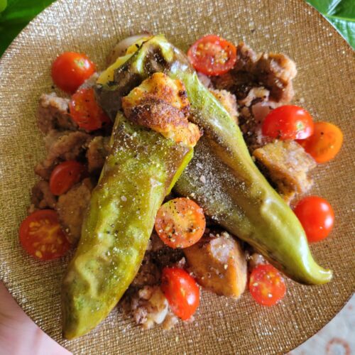 Salad w/ Quinoa & Queso Fresco Stuffed Peppers