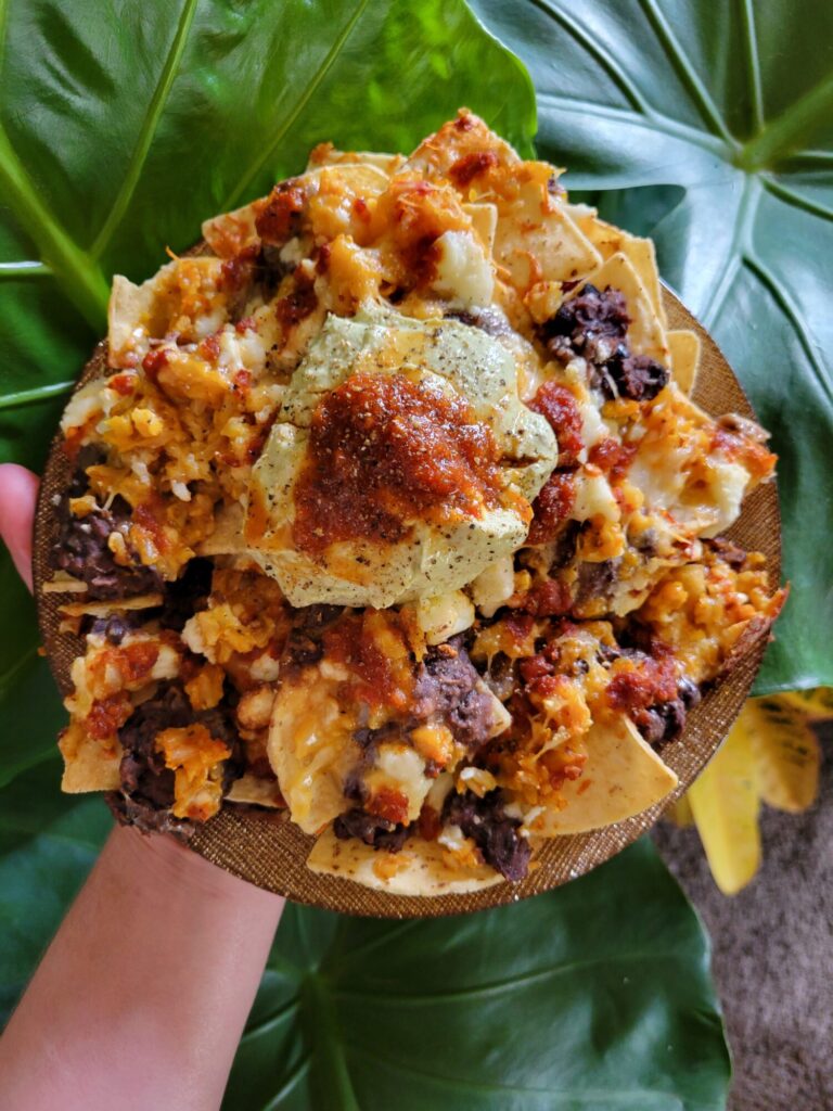 Nachos w/ Brown Rice, Black Beans, & Enchilada Sauce