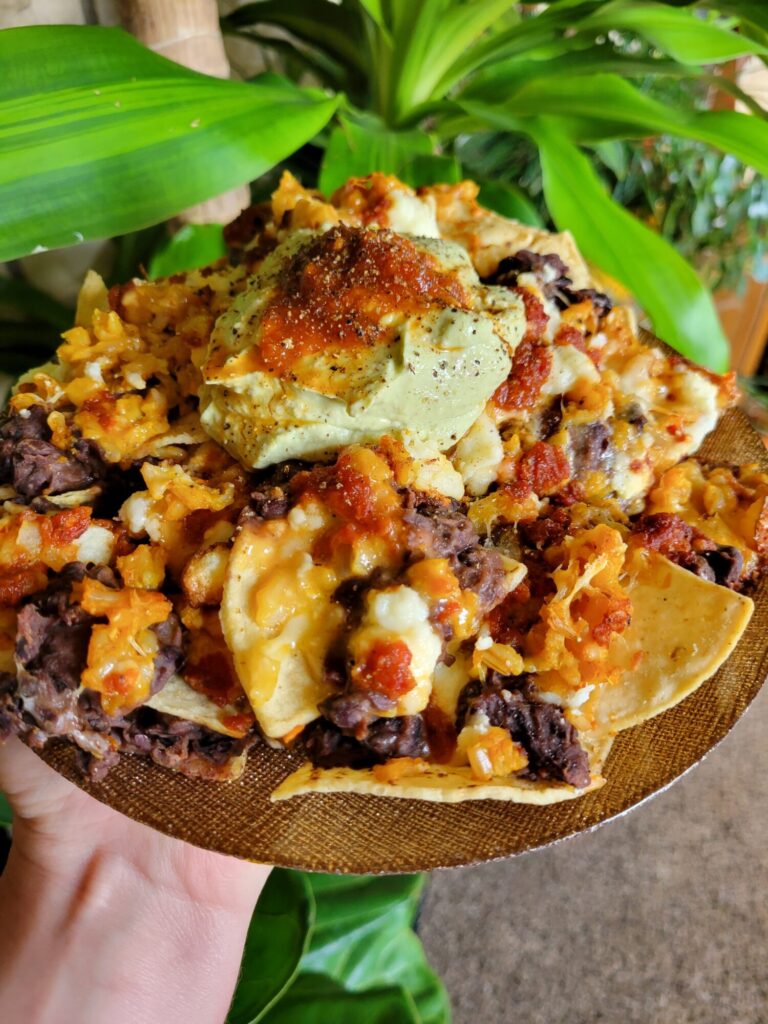 Nachos w/ Brown Rice, Black Beans, & Enchilada Sauce