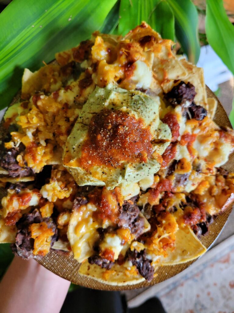 Nachos w/ Brown Rice, Black Beans, & Enchilada Sauce