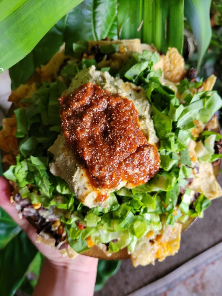 Nachos w/ Brown Rice, Black Beans, & Lettuce