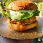 Barbecue Salmon Burgers w/ Tartar Sauce & Avocados