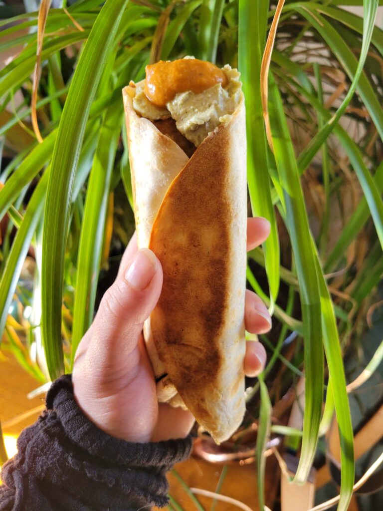 Burrito w/ Black Beans, Brown Rice, & Fried Tofu