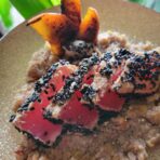 Salad w/ Ahi Tuna Steak, Tamari Quinoa, & Apples