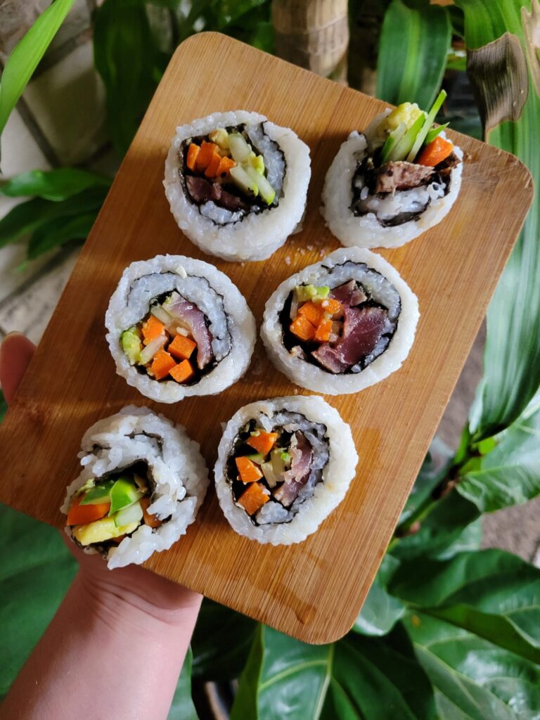 Sushi w/ Ahi Tuna, Cucumbers, Carrots, & Avocados