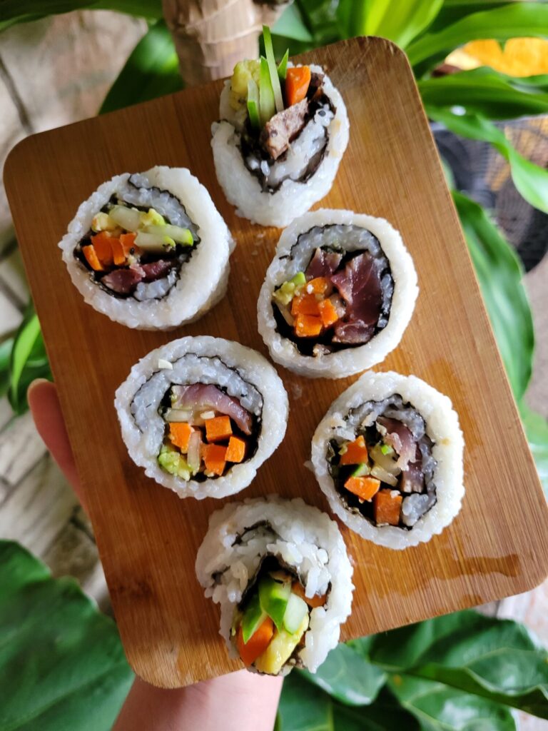Sushi w/ Ahi Tuna, Cucumbers, Carrots, & Avocados