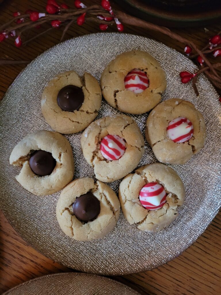 Peanut Butter Blossoms w/ Peppermint Kisses