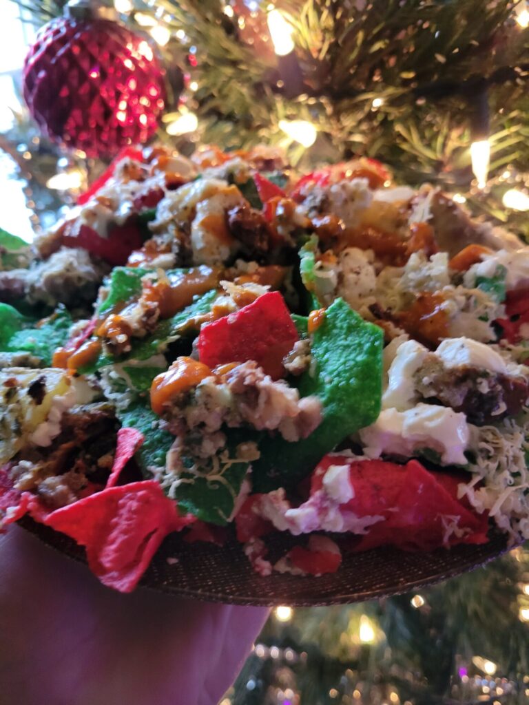 Christmas Nachos w/ Potato & Pecan Quiche