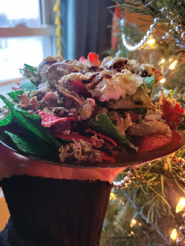 Christmas Nachos w/ Potato & Pecan Quiche