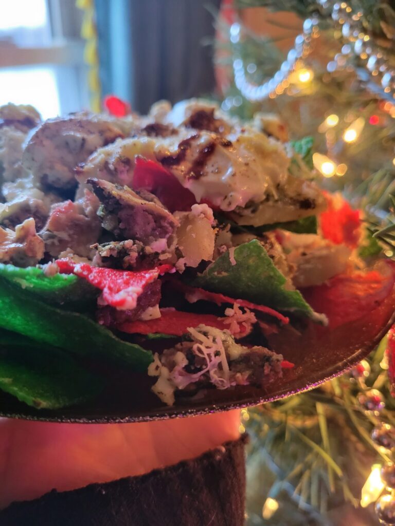 Christmas Nachos w/ Potato & Pecan Quiche